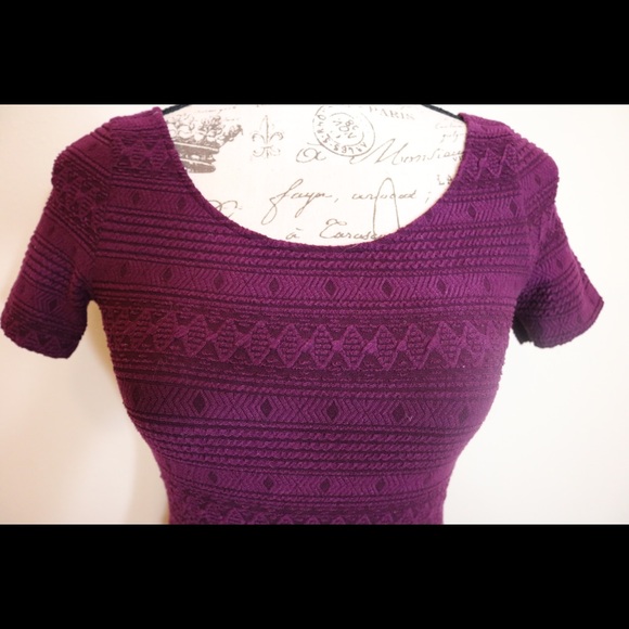 New fitted waist knit jersey skater purple dress - Picture 4 of 8